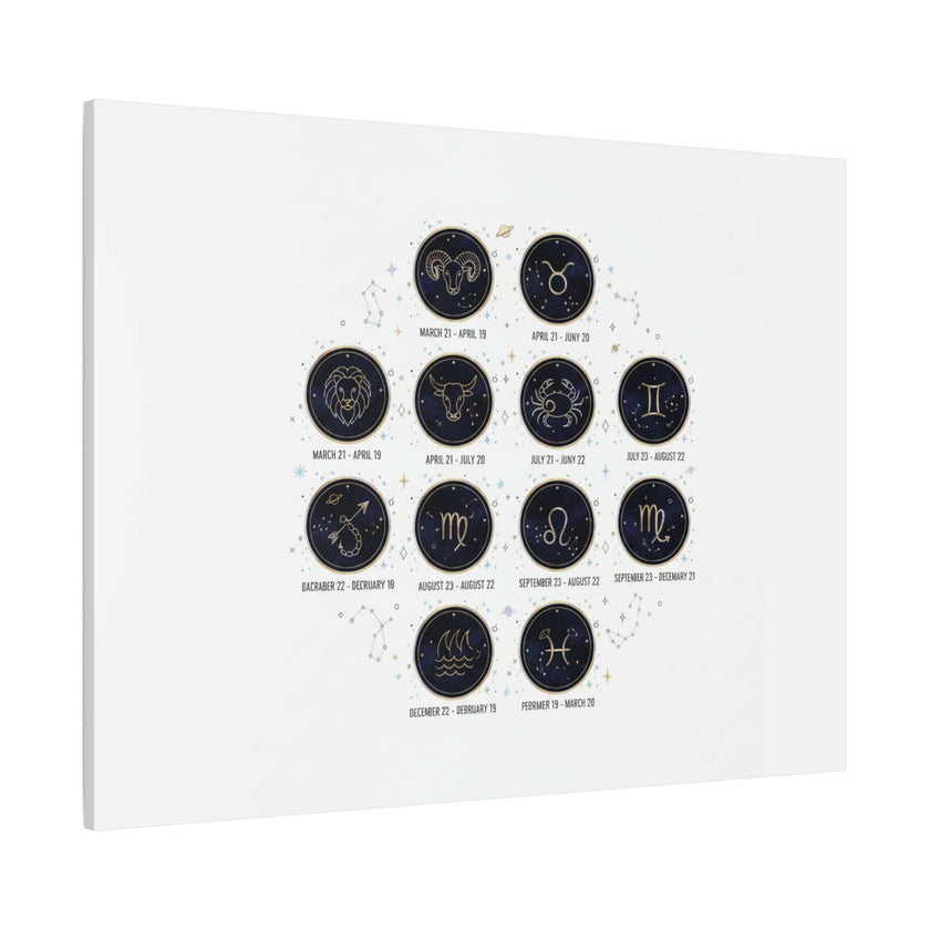 Zodiac Constellation Chart Canvas | Astrology Art Print, Metallic Galaxy