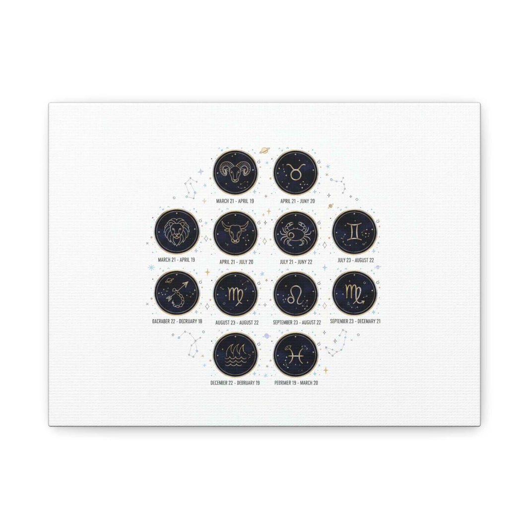 Zodiac Constellation Chart Canvas | Astrology Art Print, Metallic Galaxy
