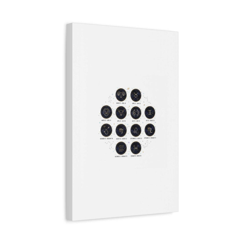 Zodiac Constellation Chart Canvas | Astrology Art Print, Metallic Galaxy