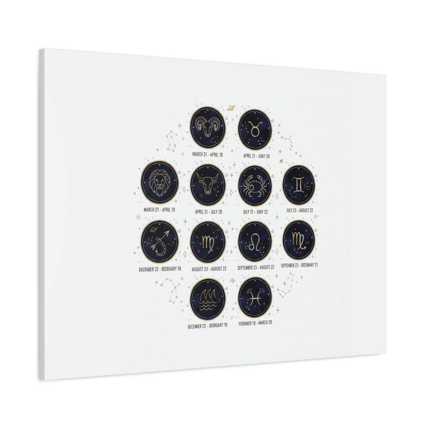 Zodiac Constellation Chart Canvas | Astrology Art Print, Metallic Galaxy