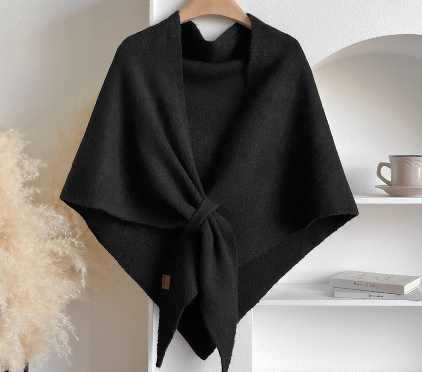 Winter Triangular Shawl INS Solid Color Soft Thickened Knitted Neck Wrap Korean Version Warm Shawl For Women