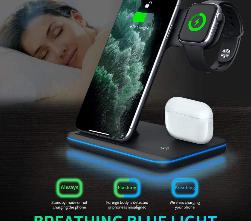 Compatible Mobile Phone Watch Earphone Wireless Charger 3 In 1 Wireless Charger Stand