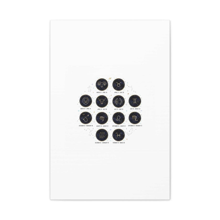 Zodiac Constellation Chart Canvas | Astrology Art Print, Metallic Galaxy