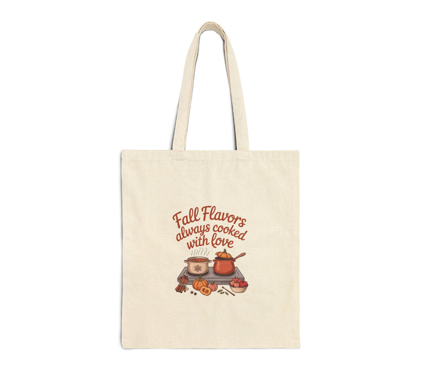 Fall Flavors Cotton Canvas Tote Bag - Perfect for Kitchen Lovers