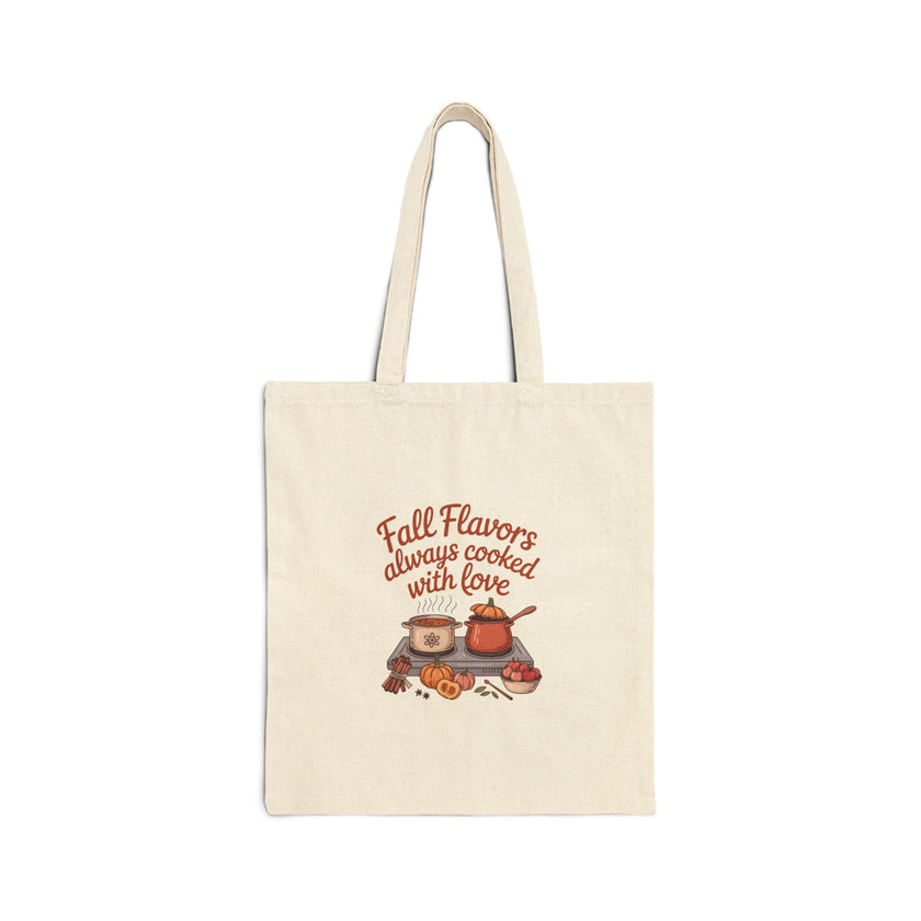 Fall Flavors Cotton Canvas Tote Bag - Perfect for Kitchen Lovers