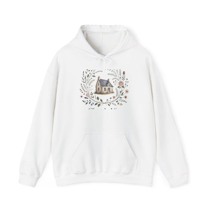 Cozy Nature-Themed Unisex Hoodie with House Design