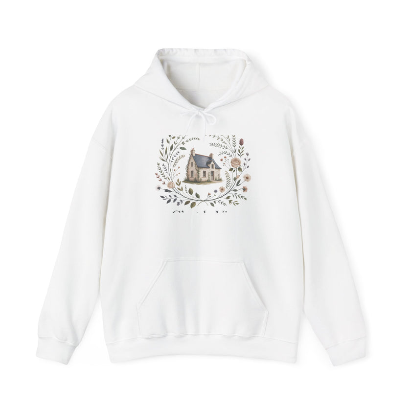 Cozy Nature-Themed Unisex Hoodie with House Design