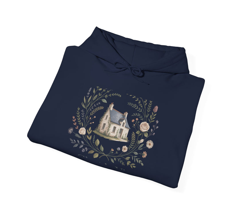 Cozy Nature-Themed Unisex Hoodie with House Design