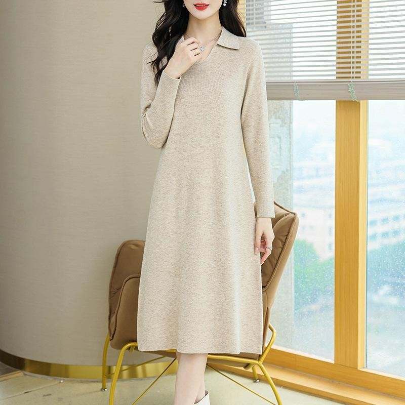Lapel Knitted Dress