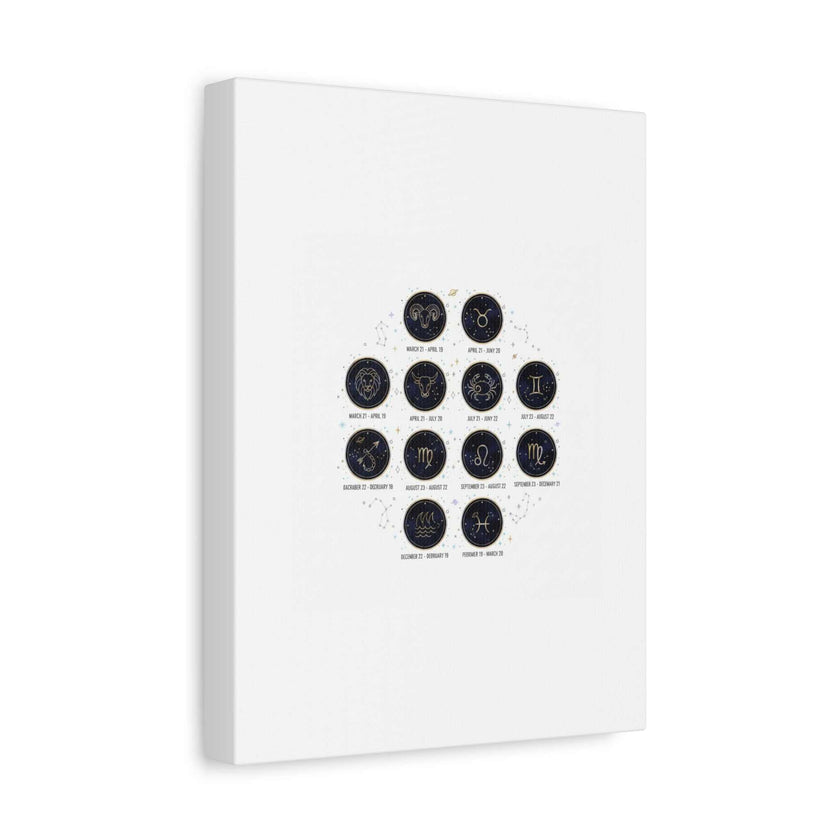 Zodiac Constellation Chart Canvas | Astrology Art Print, Metallic Galaxy