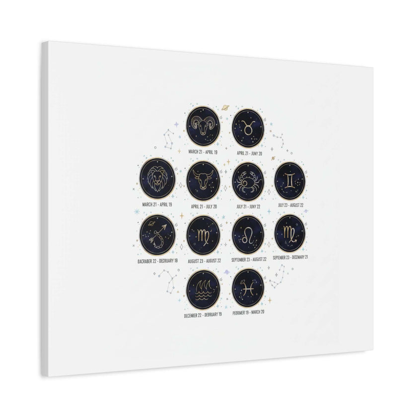 Zodiac Constellation Chart Canvas | Astrology Art Print, Metallic Galaxy