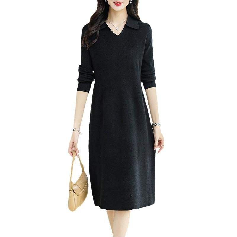 Lapel Knitted Dress