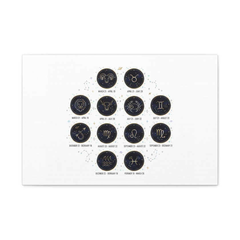 Zodiac Constellation Chart Canvas | Astrology Art Print, Metallic Galaxy
