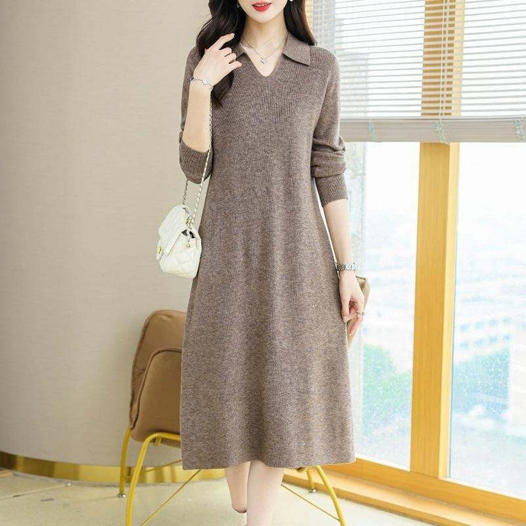 Lapel Knitted Dress