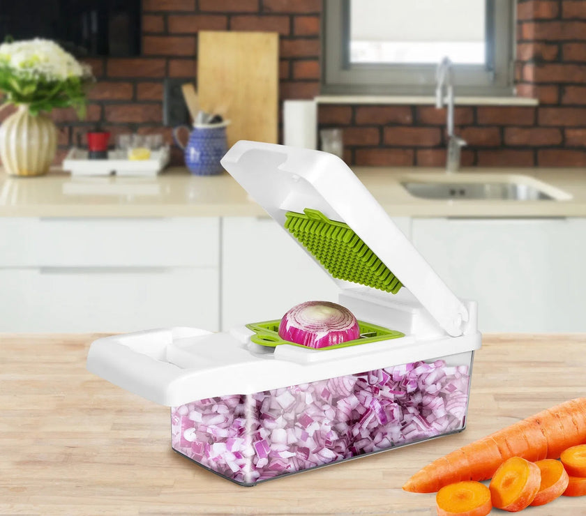 12 In 1 Vegetable Chopper With Container Kitchen Food Slicer Dicer Grater Peeler Egg Separator Hand Protector For Onion Salad Potato GPCT2055Pro