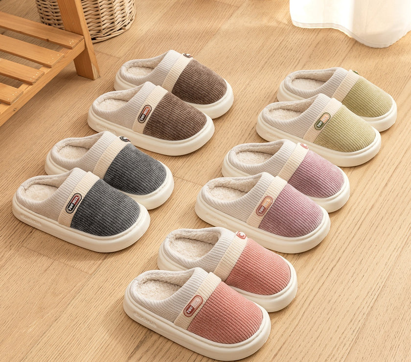 Cotton Slippers Women's Warm Color Matching Slippers