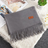 Solid Color Cashmere-like Bristle Scarf Ladies Tassel Warm Gift