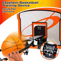 Indoor Mini Basketball Hoop Set Over Door Basketball Hoop With 4 Inflatable Balls Electric Audio Scorer Foldable Basket Gift For Kids And Adults