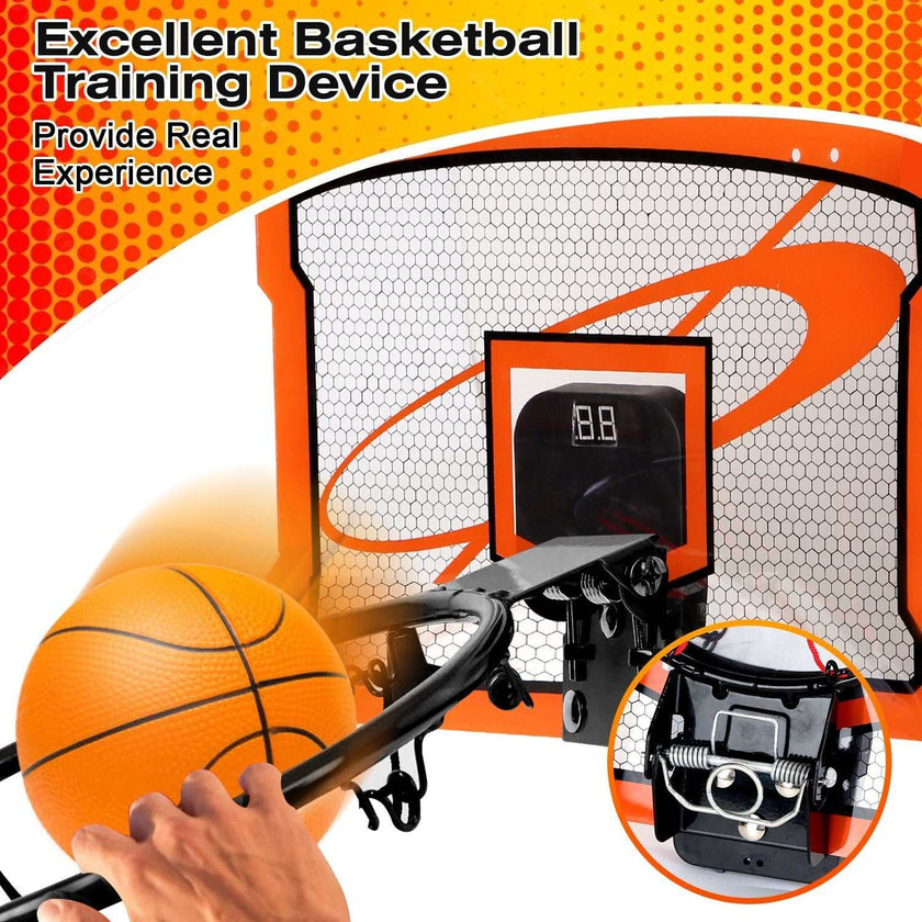 Indoor Mini Basketball Hoop Set Over Door Basketball Hoop With 4 Inflatable Balls Electric Audio Scorer Foldable Basket Gift For Kids And Adults