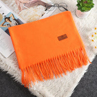 Solid Color Cashmere-like Bristle Scarf Ladies Tassel Warm Gift