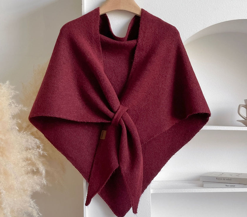 Winter Triangular Shawl INS Solid Color Soft Thickened Knitted Neck Wrap Korean Version Warm Shawl For Women