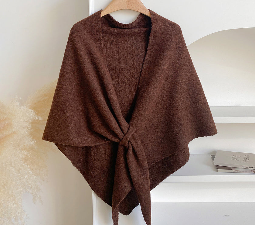 Winter Triangular Shawl INS Solid Color Soft Thickened Knitted Neck Wrap Korean Version Warm Shawl For Women