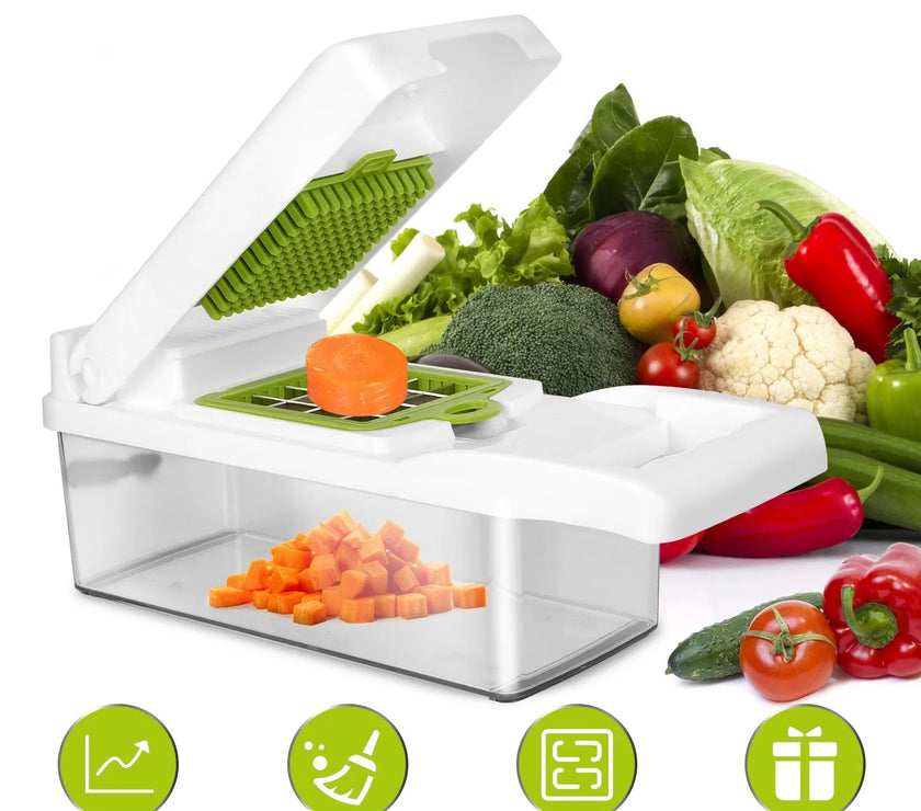 12 In 1 Vegetable Chopper With Container Kitchen Food Slicer Dicer Grater Peeler Egg Separator Hand Protector For Onion Salad Potato GPCT2055Pro