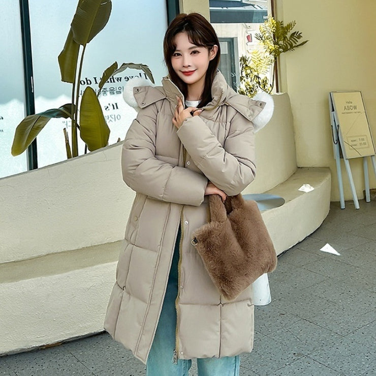 Big Fur Collar Women's Mid-length Winter Loose Korean Style Padded Down Jacket