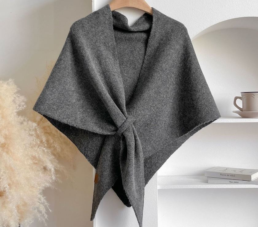 Winter Triangular Shawl INS Solid Color Soft Thickened Knitted Neck Wrap Korean Version Warm Shawl For Women