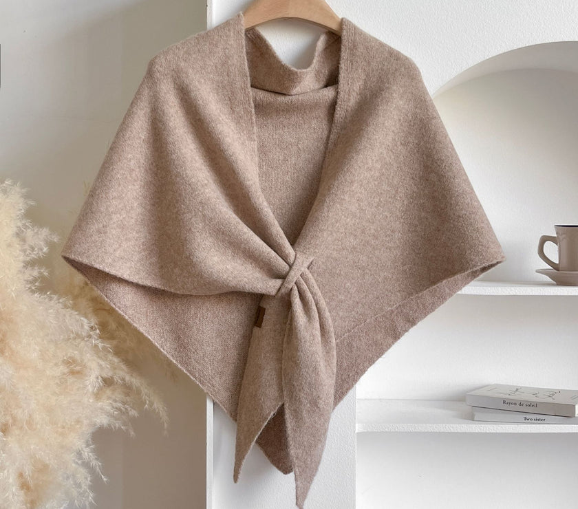 Winter Triangular Shawl INS Solid Color Soft Thickened Knitted Neck Wrap Korean Version Warm Shawl For Women