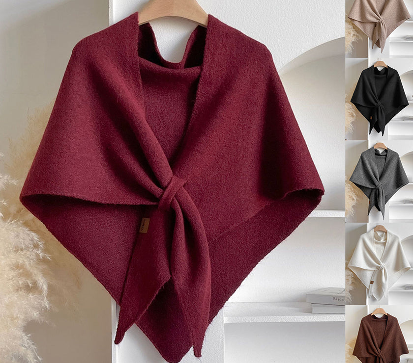 Winter Triangular Shawl INS Solid Color Soft Thickened Knitted Neck Wrap Korean Version Warm Shawl For Women
