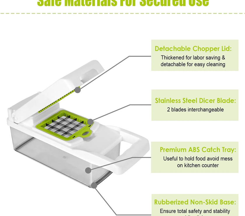 12 In 1 Vegetable Chopper With Container Kitchen Food Slicer Dicer Grater Peeler Egg Separator Hand Protector For Onion Salad Potato GPCT2055Pro