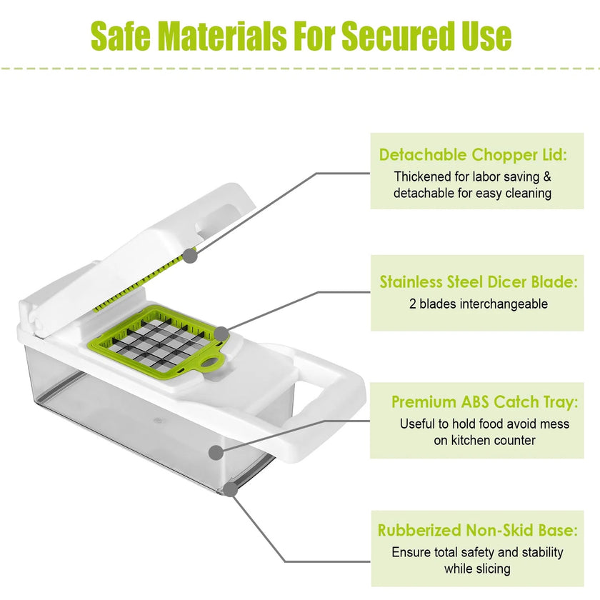 12 In 1 Vegetable Chopper With Container Kitchen Food Slicer Dicer Grater Peeler Egg Separator Hand Protector For Onion Salad Potato GPCT2055Pro