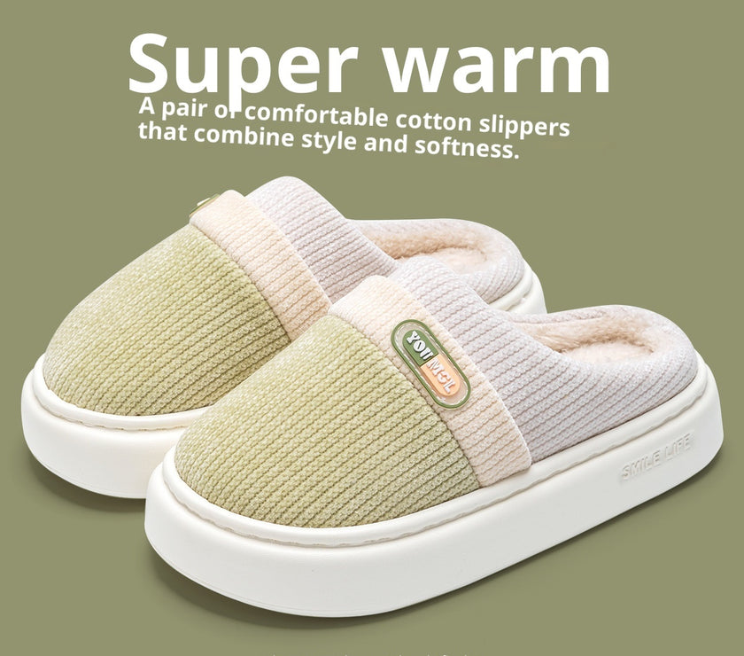 Cotton Slippers Women's Warm Color Matching Slippers
