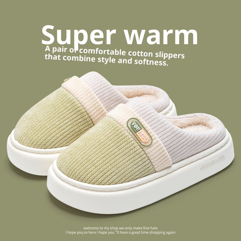 Cotton Slippers Women's Warm Color Matching Slippers