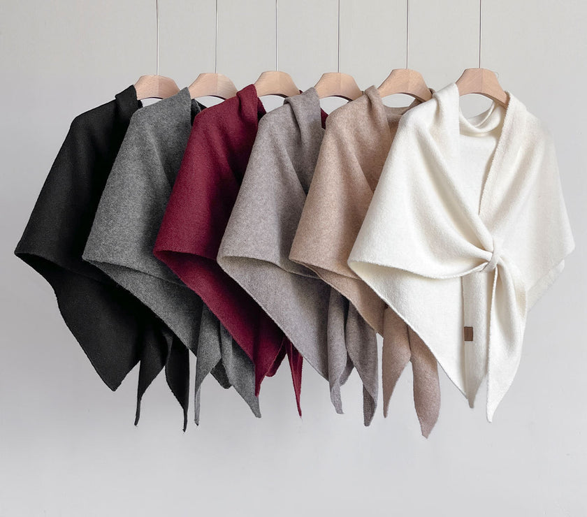 Winter Triangular Shawl INS Solid Color Soft Thickened Knitted Neck Wrap Korean Version Warm Shawl For Women