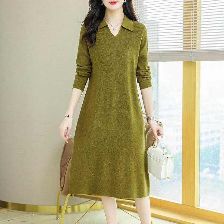Lapel Knitted Dress