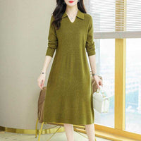Lapel Knitted Dress