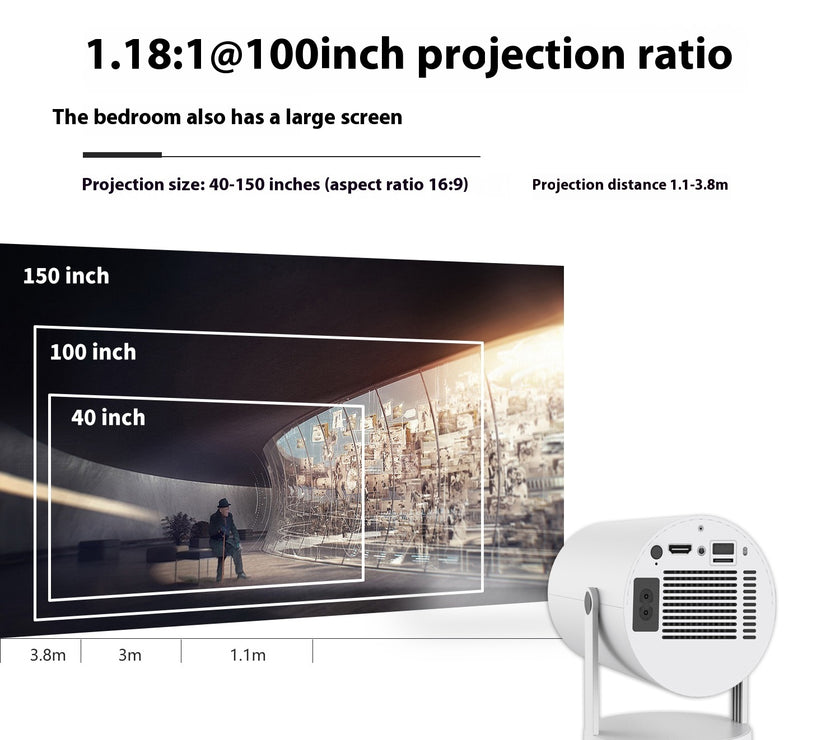 Portable Projector Small Straight Projector For Home Use 180 Degrees Projection Angle Automatic Focus Home Video Projector