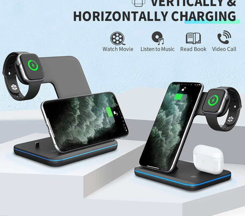 Compatible Mobile Phone Watch Earphone Wireless Charger 3 In 1 Wireless Charger Stand